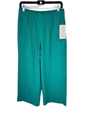 NWT Athleta Echo Wide Leg Crop Pants in Borealis Green